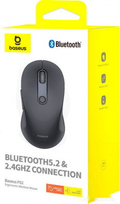 F02 Ergonomic Wireless Mouse (черный, без батарейки в комплекте)