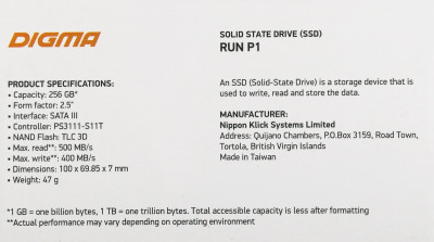 Run P1 256GB DGSR2256GP13T