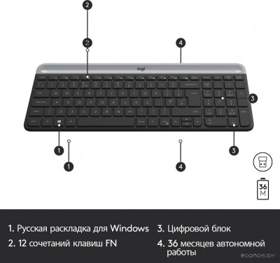 MK470 Slim Wireless Combo 920-009204 (графитовый)